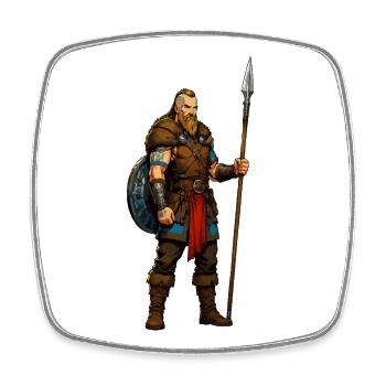 Viking warrior with fur cape - Square fridge magnet - white - Front