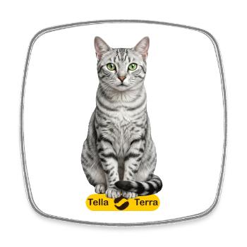 Terra Cat Silver Tabby - Magnet carré - blanc - Devant