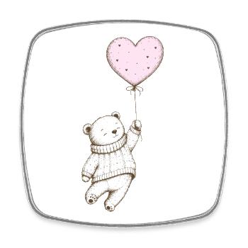 Teddy bear with heart balloon - Square fridge magnet - white - Front