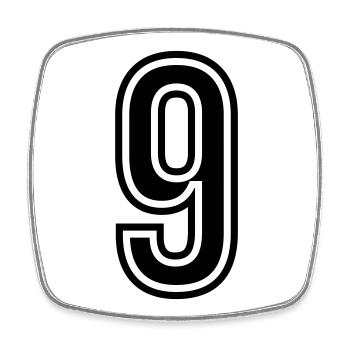 9 Symbole numérique - Magnet carré - blanc - Devant
