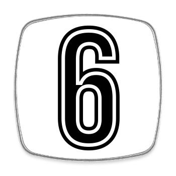 6 Number symbol - Square fridge magnet - white - Front