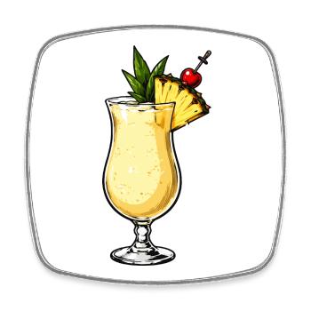 Flair cocktail Tiki à l’ananas - Magnet carré - blanc - Devant
