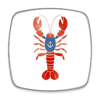 Homard avec chemise d’ancre – Design maritime - Magnet carré - blanc - Devant