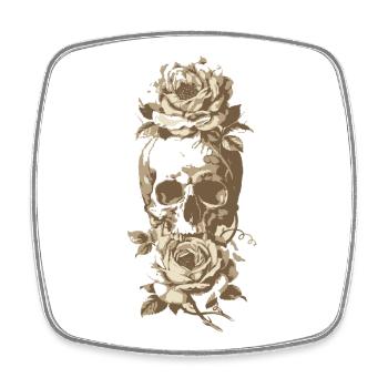 Design de tatouage Crâne et Roses - Magnet carré - blanc - Devant
