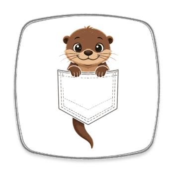 Une loutre mignonne qui sort de sa poche, - Magnet carré - blanc - Devant