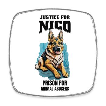 Gerechtigkeit für Nico gegen Tierquälerei - Viereckiger Kühlschrankmagnet - Weiß - Vorne