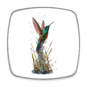 Colibri éclatant et éclaboussures d'eau - Magnet carré - blanc - Devant