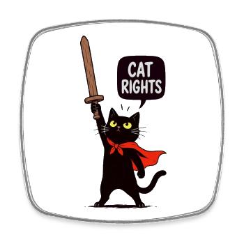 Gato Guerrero für Katzenrechte - Viereckiger Kühlschrankmagnet - Weiß - Vorne