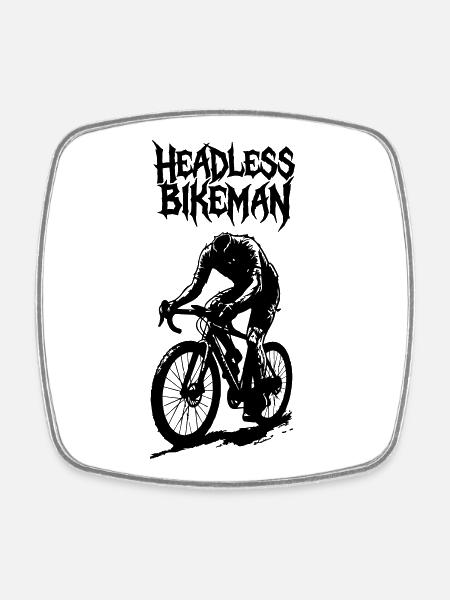 HeadlessBikeman_V2 - Square fridge magnet - white