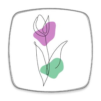 Tulipe Lineart avec des formes pastel - Magnet carré - blanc - Devant