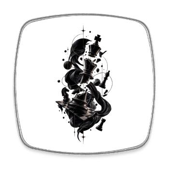 Chess Art -Epic Broken King & Board- - Square fridge magnet - white - Front