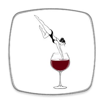 Wein Akrobatik Weinglas Minimalistisches Design - Viereckiger Kühlschrankmagnet - Weiß - Vorne