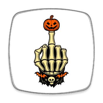 Kürbis Mittelfinger Halloween Skelett - Viereckiger Kühlschrankmagnet - Weiß - Vorne