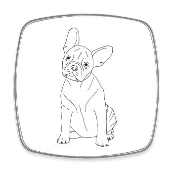 Französische Bulldogge - Viereckiger Kühlschrankmagnet - Weiß - Vorne