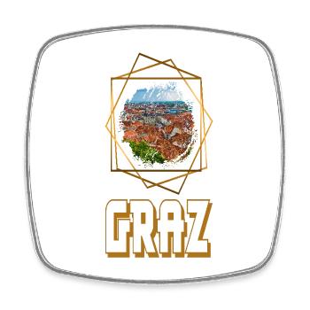 Graz Austria Skyline City Gold Home Love - Square fridge magnet - white - Front