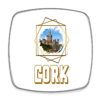 Cork Ireland City Skyline Home Love Gold - Square fridge magnet - white - Front
