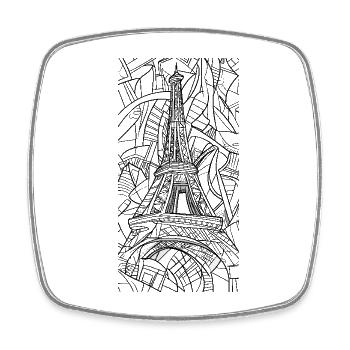 Paris Eiffel Tower France City Skyline Line Art - Square fridge magnet - white - Front