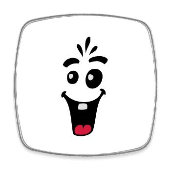 Laughing Friendly Happy Comic Face - Square fridge magnet - white - Front