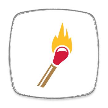 Streichholz Flamme - Viereckiger Kühlschrankmagnet - Weiß - Vorne