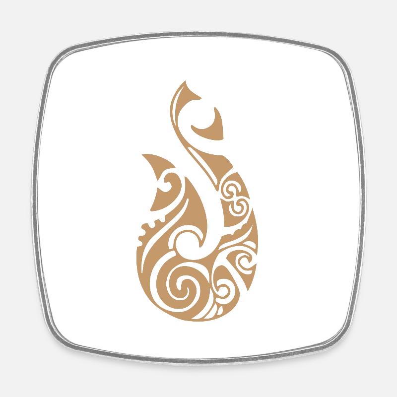 Maori Hei Matau Fish Hook Tattoo Gift Idea - Square fridge magnet - white