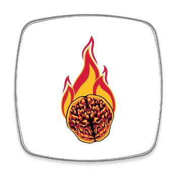 smart brain smart on fire think ko - Square fridge magnet - white - Front