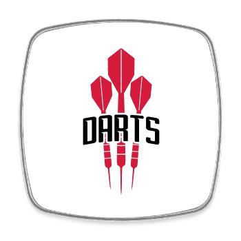 text play darts logo club club throw dart pf - Square fridge magnet - white - Front