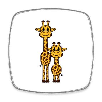 2 Giraffes Mom Daddy Family Young Child Animals - Square fridge magnet - white - Front