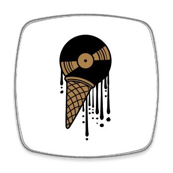 vinyl ice melt drop graffiti ball plate - Square fridge magnet - white - Front