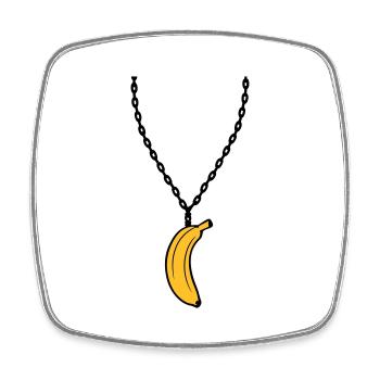 collier banane bijoux drôle fruit design clip-art - Magnet carré - blanc - Devant