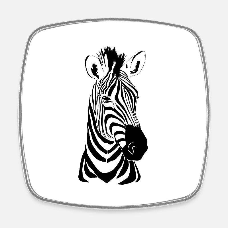 Zebra noir - Magnet carré - blanc