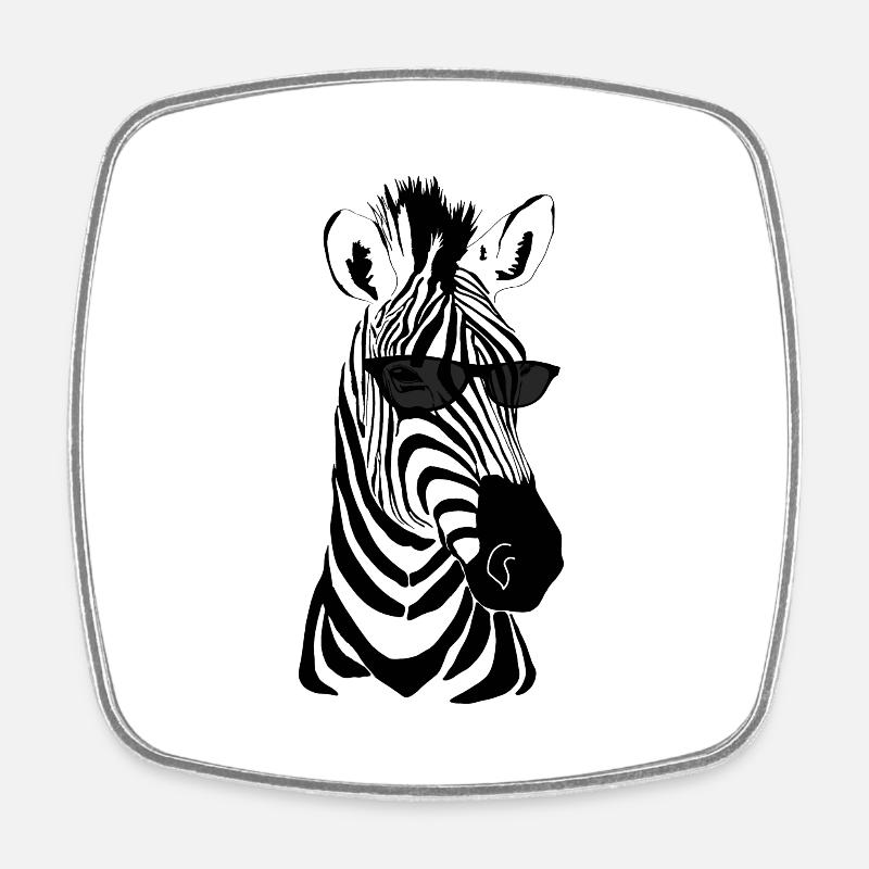 Zebra with sunglasses - Square fridge magnet - white