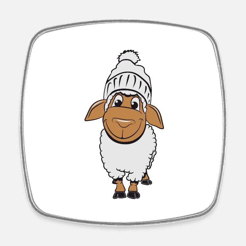 Sheep willow poodle metze satisfied herd wool useful - Square fridge magnet - white