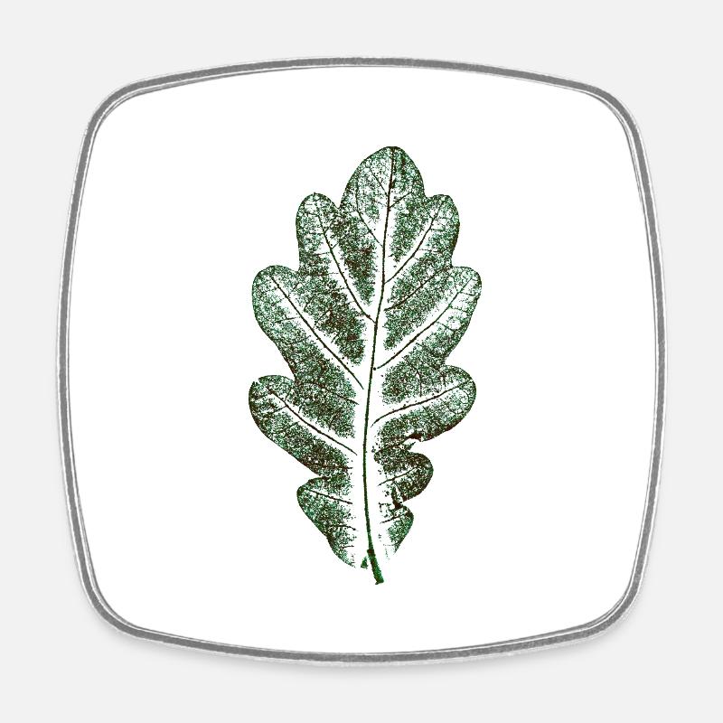 Oak leaf natural green / leaf / oak / tree - Square fridge magnet - white
