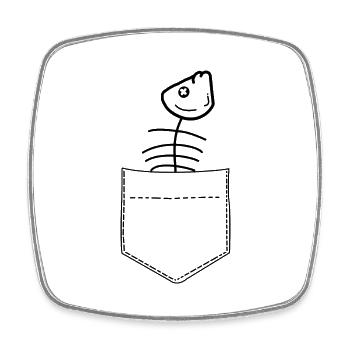 Poche poitrine à chevrons - Magnet carré - blanc - Devant