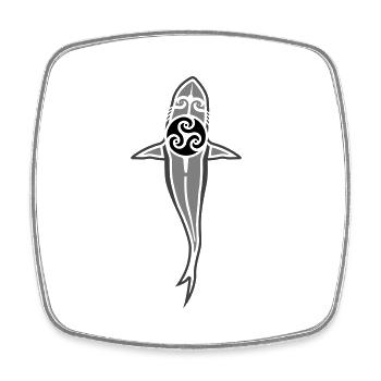 Tribal shark - Square fridge magnet - white - Front