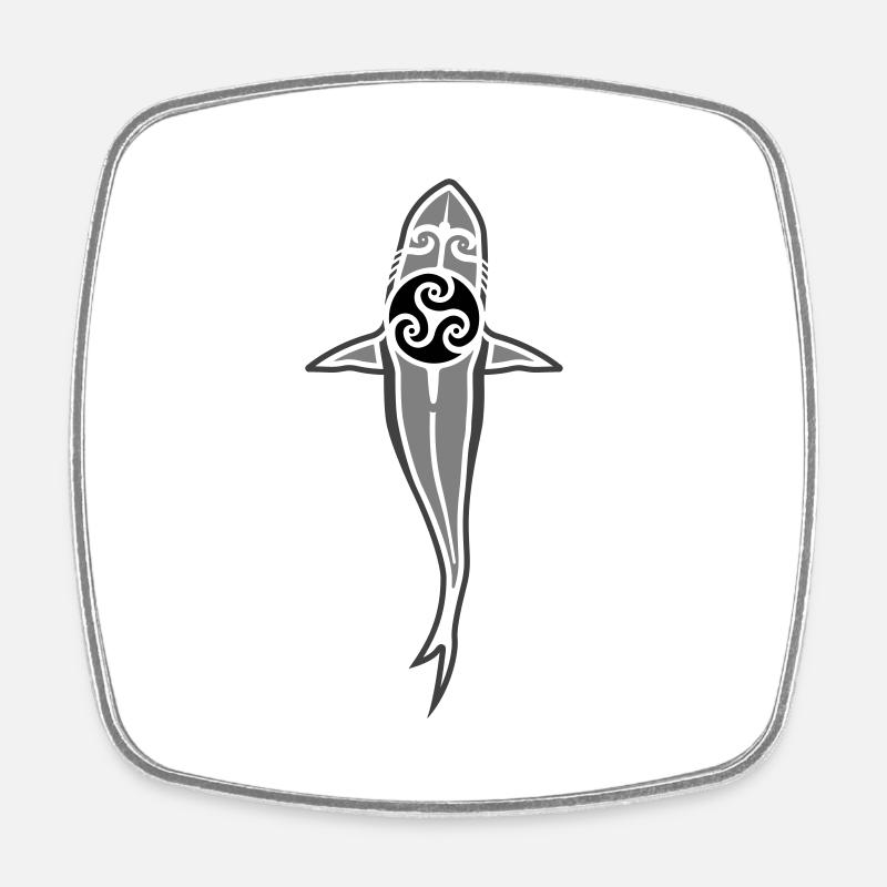 Tribal shark - Viereckiger Kühlschrankmagnet - Weiß
