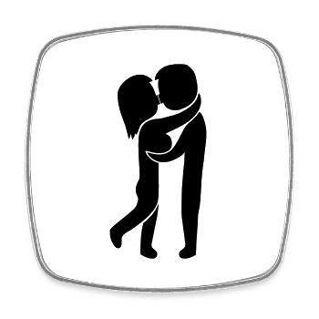 Baisers de couple - Magnet carré - blanc - Devant