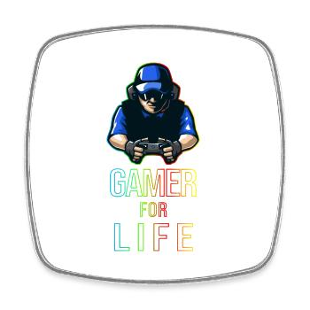 Gamer For Life Gift for Gamers & Gamers - Square fridge magnet - white - Front