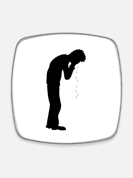 Heulen Tropfen Depression - Viereckiger Kühlschrankmagnet - Weiß