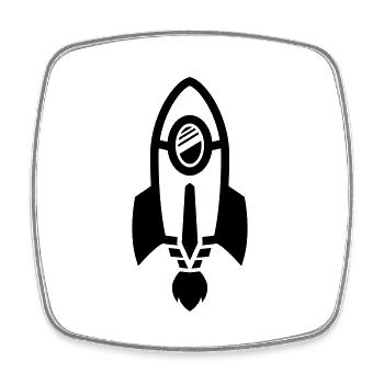 Symbole de fusée - Magnet carré - blanc - Devant