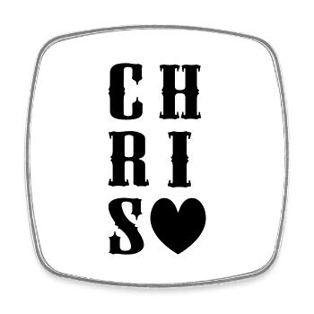 Le nom de Chris avec cœur - Magnet carré - blanc - Devant