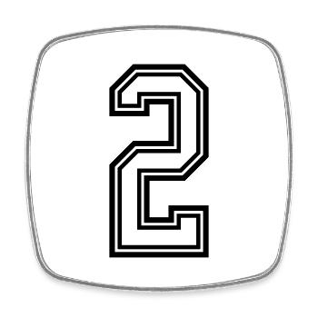 2 Number symbol - Square fridge magnet - white - Front