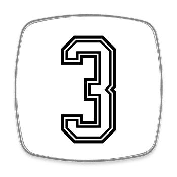 3 Number symbol - Square fridge magnet - white - Front