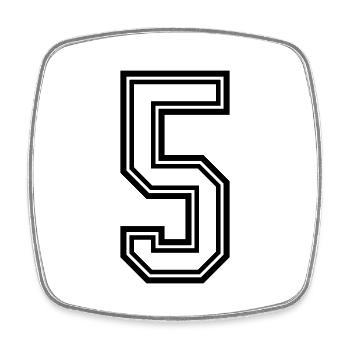 5 Number symbol - Square fridge magnet - white - Front