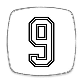 9 Zahl symbol - Viereckiger Kühlschrankmagnet - Weiß - Vorne