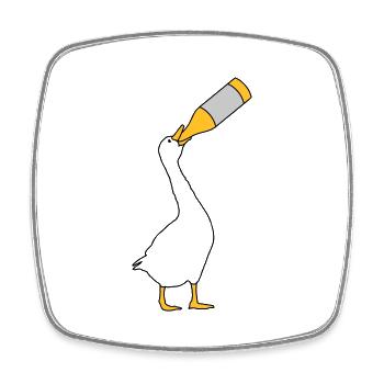Oie buveuse de bière - Magnet carré - blanc - Devant