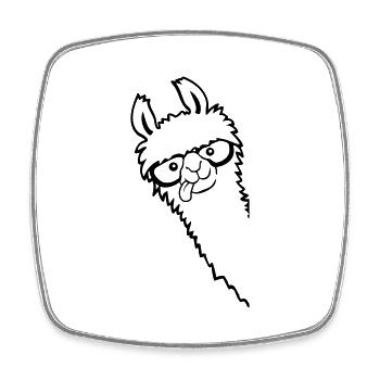 Lunettes en corne Nerd Lama - Magnet carré - blanc - Devant