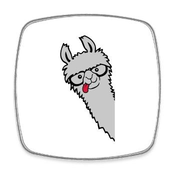 Nerd Horn Lunettes Lama - Magnet carré - blanc - Devant
