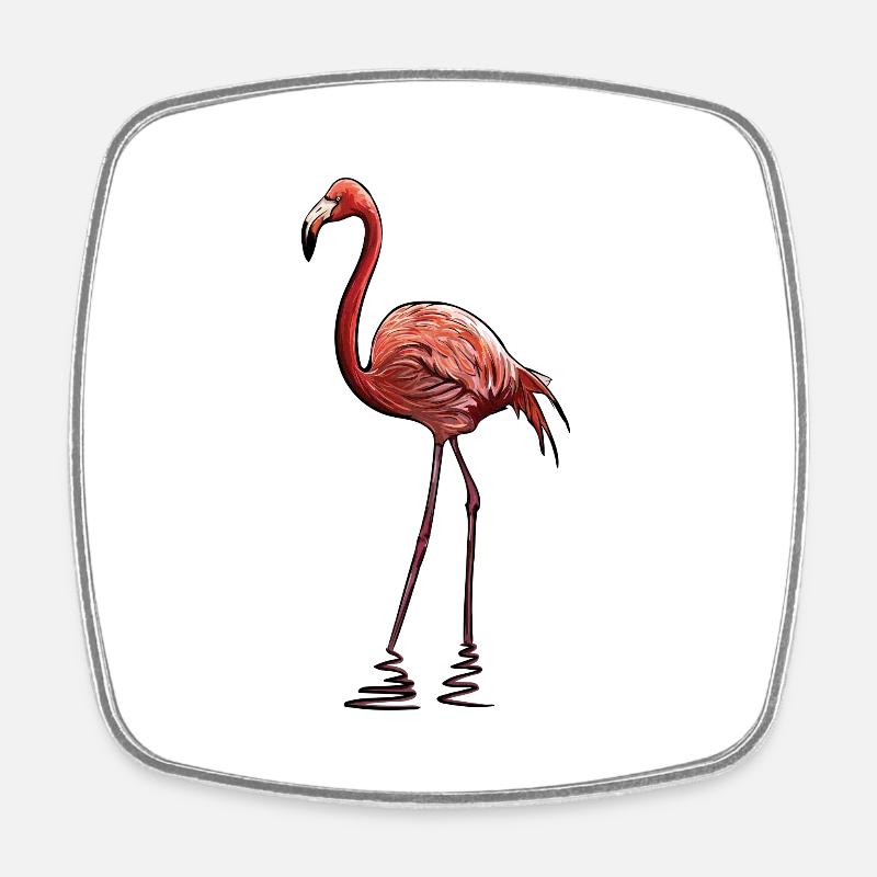 Flamingo - Viereckiger Kühlschrankmagnet - Weiß