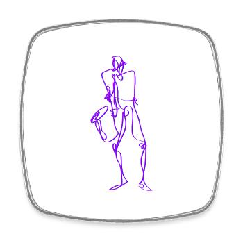 sax02 - Square fridge magnet - white - Front